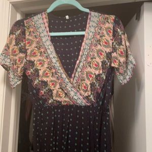 Short sleeve long pant romper